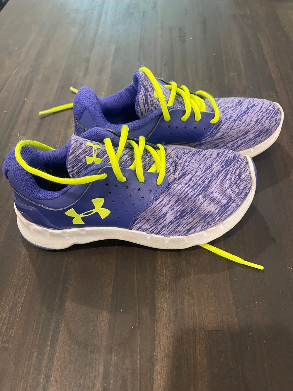 Under Armour Kids Blue Sneakers with Neon Yellow Accents